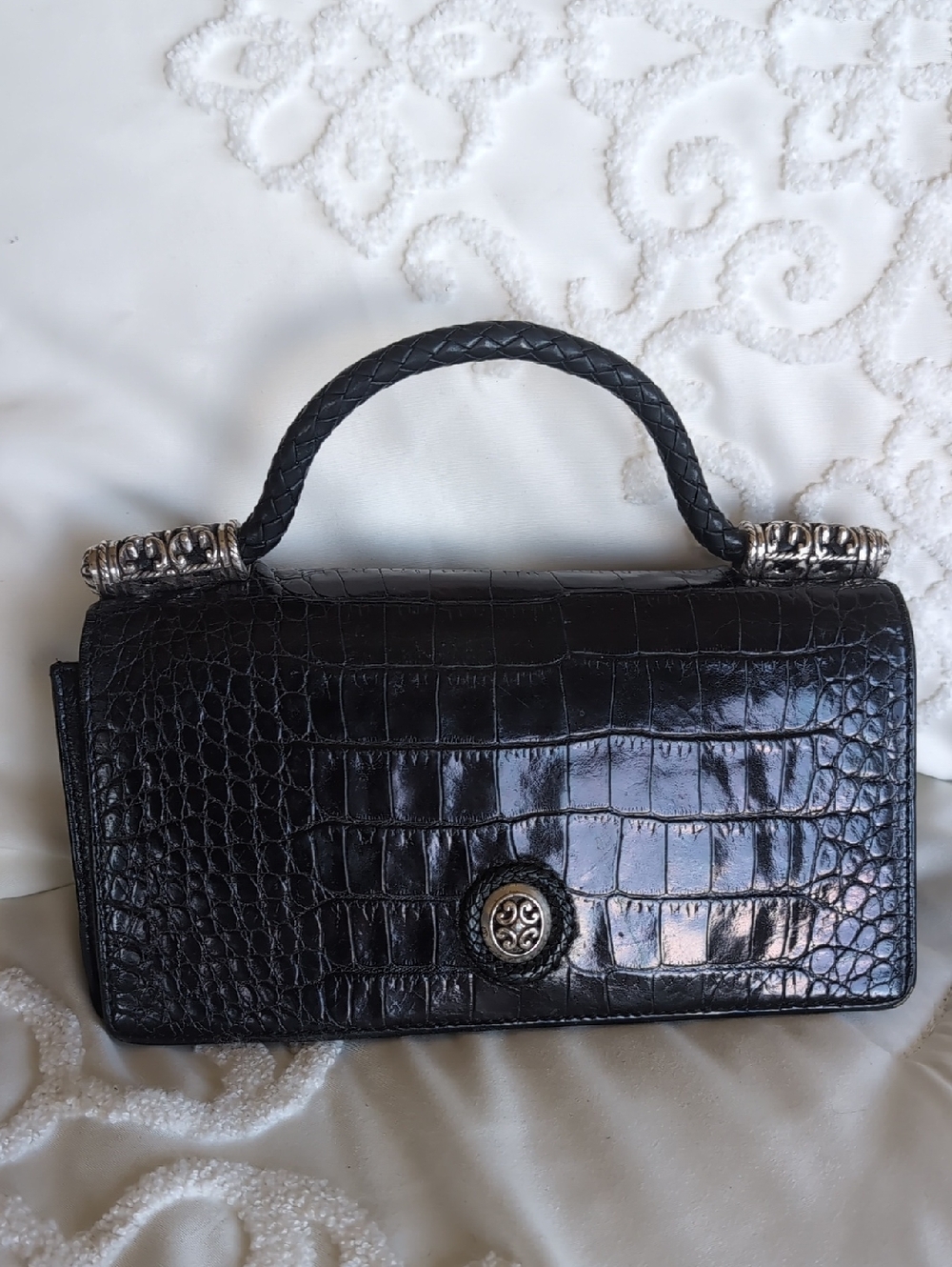 Brighton Celtic 🖤 Black Embossed Mini Croc Handbag Organizer/ Purse /Wallet